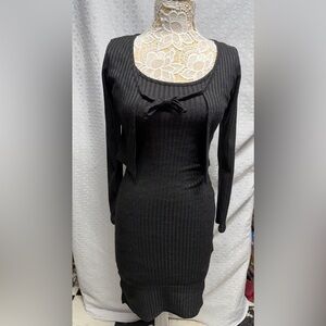 NWT Elegant Black Ribbed Dress with a long sleeve cover size small
